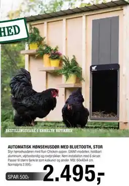 Land & Fritid AUTOMATISK HØNSEHUSDØR MED BLUETOOTH, STOR tilbud