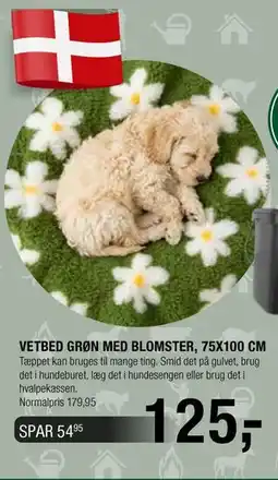 Land & Fritid VETBED GRØN MED BLOMSTER, 75X100 CM tilbud