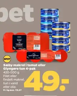 Netto SÆBY Makrel i tomat eller glyngøre tun 4-pak tilbud