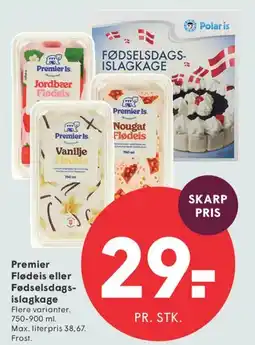 SPAR Premier Flødeis eller Fødselsdags-islagkage tilbud