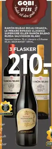 MENY Ramón Bilbao / Le Preare - 3 flasker tilbud tilbud