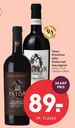 SPAR Tator Primitivo eller Cabernet Sauvignon tilbud