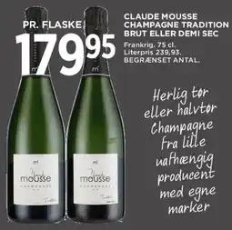 MENY Claude Mousse Champagne - Tradition Brut eller Demi Sec tilbud