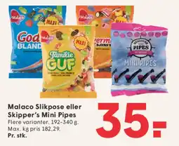 SPAR Malaco Slikpose eller Skipper's Mini Pipes tilbud