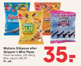 SPAR Malaco Slikpose eller Skipper's Mini Pipes tilbud