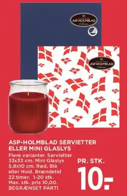 MENY ASP-HOLMBLAD servietter eller mini glaslys tilbud