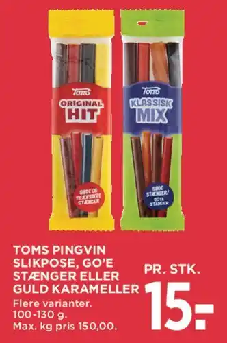 MENY Toms Pingvin / slikposer tilbud