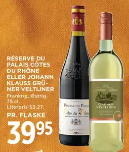 MENY Réserve du Palais Côtes du Rhône / Johann Klauss Grüner Veltliner tilbud