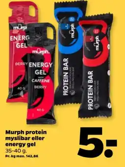 Netto Murph protein myslibar eller energy gel tilbud