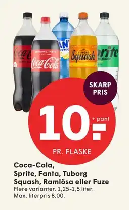 SPAR Coca-Cola, Sprite, Fanta, Tuborg Squash, Ramlösa eller Fuze tilbud