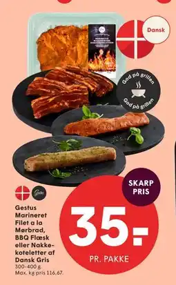 SPAR Gestus Marineret Filet a la Mørbrad, BBQ Flæsk eller Nakkekoteletter af Dansk Gris tilbud