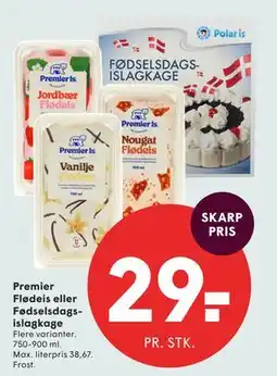 SPAR Premier Flødeis eller Fødselsdagsislagkage tilbud