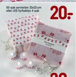 REMA 1000 50-pak servietter 33x33 cm eller LED fyrfadslys 4-pak tilbud