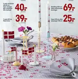 REMA 1000 4-pak servietter 40x40 cm Flere designs 80% polyester 20% bomuld tilbud
