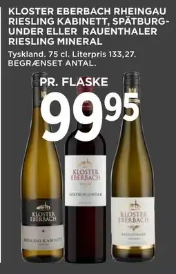 MENY KLOSTER EBERBACH RHEINGAU RIESLING KABINETT, SPÄTBURGUNDER ELLER RAUENTHALER RIESLING MINERAL tilbud