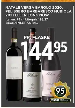 MENY NATALE VERGA BAROLO 2020, PELISSERO BARBARESCO NUBIOLA 2021 ELLER LONG NOW tilbud