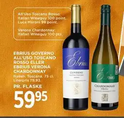 MENY EBRIUS GOVERNO ALL’USO TOSCANO ROSSO ELLER EBRIUS VERONA CHARDONNAY tilbud