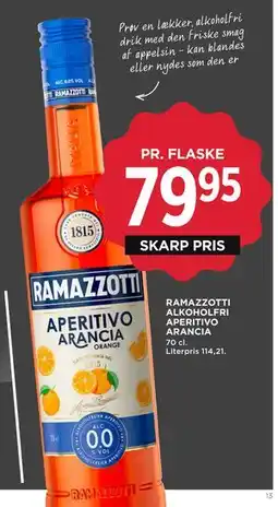 MENY RAMAZZOTTI ALKOHOLFRI APERITIVO ARANCIA tilbud