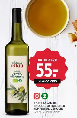 MENY GRØN BALANCE ØKOLOGISK ITALIENSK JOMFRU OLIVENOLIE tilbud