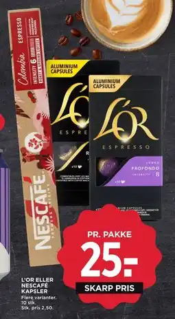 MENY L’OR ELLER NESCAFÉ KAPSLER tilbud