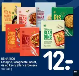 REMA 1000 REMA 1000 Lasagne, lasagnette, risret, ris og karry eller carbonara tilbud