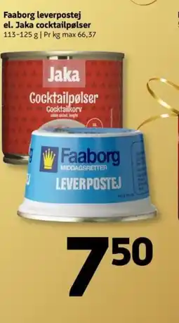 Løvbjerg Faaborg leverpostej el. Jaka cocktailpølser tilbud