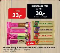 Poetzsch Padborg Anthon Berg Marcipan Bar eller Toms Guld Barre (5 stk.) tilbud