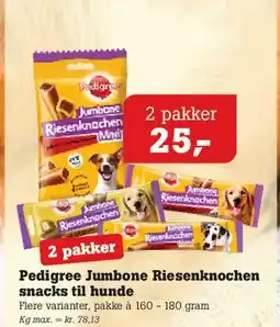 Poetzsch Padborg Pedigree Jumbone Riesenknochen snacks til hunde (2 pakker) tilbud