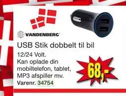 Harald Nyborg USB Stik dobbelt til bil tilbud