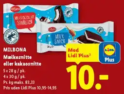 Lidl MILBONA Mælkesnitte eller kakaosnitte tilbud