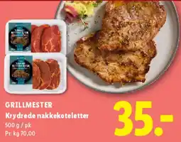 Lidl GRILLMESTER Krydrede nakkekoteletter tilbud
