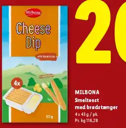 Lidl Milbona Smelteost med brødstænger (Cheese Dip) tilbud
