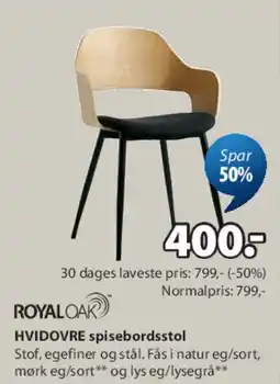 JYSK ROYALOAK HVIDOVRE spisestol tilbud