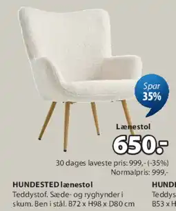 JYSK HUNDSTED lænestol tilbud