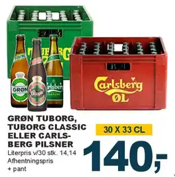 Let-Køb Grøn Tuborg / Tuborg Classic / Carlsberg Pilsner (kasse) tilbud