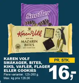Let-Køb Karen Volf småkager, bites, kiks, vafler, flager eller cookies tilbud