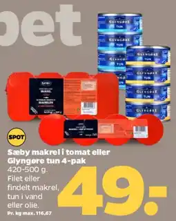 Netto Sæby makrel i tomat / tun 4-pak tilbud