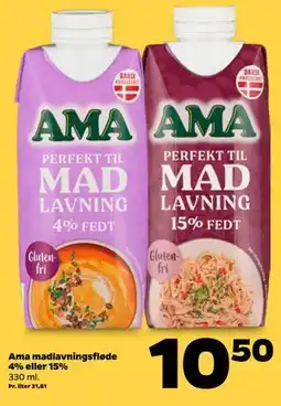 Netto Ama madlavningsfløde 4% eller 15% tilbud