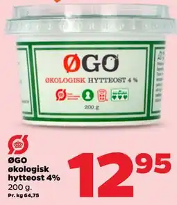 Netto ØGO økologisk hytteost 4% tilbud