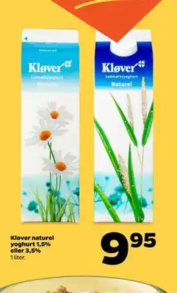 Netto Kløver naturel yoghurt 1,5% eller 3,5% tilbud