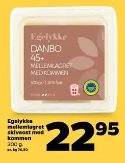 Netto Egelykke mellemlagret skiveost med kommen tilbud