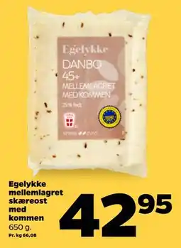 Netto Egelykke mellemlagret skæreost med kommen tilbud