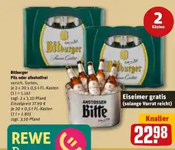 REWE DE Bitburger Pils oder alkoholfrei tilbud