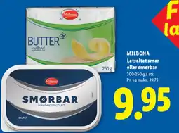 Lidl Milbona letsaltet smør eller smørbar tilbud