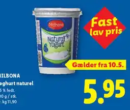 Lidl Milbona Natural Yoghurt (stor bæger) tilbud