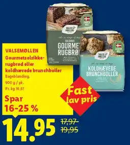 Lidl Valsø Møllen Gourmetsolsikke-rugbrød / Koldhævede brunchboller tilbud