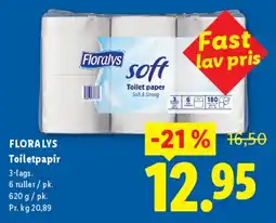 Lidl Floralys Soft toiletpapir, 6 ruller tilbud