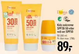 Føtex Derma solcreme tubes (SPF30 / SPF50) tilbud