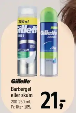 Føtex Gillette barbergel eller skum tilbud