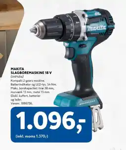 Davidsen Makita slagboremaskine 18 V DHP484Z tilbud
